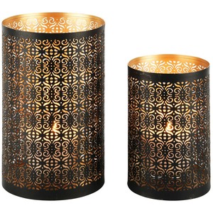 Portavelas de Hierro Resistente con Diseño de Revestimiento Negro para Decoración de Interiores, Exteriores, Jardines y Eventos - Product Image 2