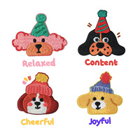 Patchs autocollants pour chien, 4 styles de broderies de chiots, emballés individuellement dans des sachets auto-scellants