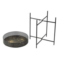 Mobilier de salon de haute qualité table basse multifonction ronde noire avec pieds en métal et bureau en MDF motif doré