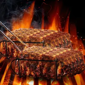 Factory Direct Wholesales Beef Ribs Rack Type Bbq Accessories Barbecue Used Grilling Rib Rack For Kamado Bbq Grill