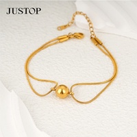 Bracelet cubain serpent tendance en acier inoxydable plaqué or 18K 24K Justop PVD, en stock, provenance Chine