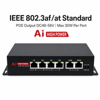 Switch POE Compacto de 4 Puertos y 100Mbps, Fácil Instalación, Plug and Play, Alimentación por Ethernet para Redes Inalámbricas Domésticas
