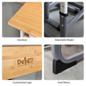 Ensemble de bureau et de chaise pour étudiants en bambou à hauteur réglable pour l'école primaire/secondaire avec rabat avant - Product Image 2