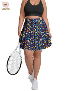 <span class=keywords><strong>Falda</strong></span> pantalón de cintura alta, suave y cepillada, 92% poliéster, 8% elastano, talla grande para mujer, estampada, con bolsillo. - Product Image 1