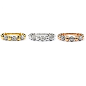 HongKong vente en gros personnalisé empilable 18k solide or blanc 100% diamant naturel classique mariage boule d'éternité bague femmes - Product Image 4