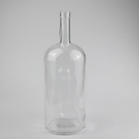 Bouteille en verre grande et transparente de 2 L (2000 ml) pour alcool, spiritueux, bière ou vin