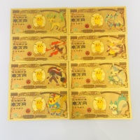 Cartes Pokémon d'anime japonais, billets de banque en métal plaqué or 10 000 yens, double face, Pikachu, jeu pour cadeau