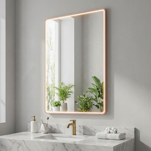 Specchio da Bagno Antiappannamento con Illuminazione Frontale Dimmerabile, Funzione Memoria, Cornice Dorata, Specchio LED da Parete - Product Image 2