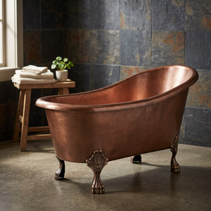 Baignoire autoportante de luxe en cuivre à pattes de chat, ovale et portable, pour salle de bain, hôtel, villa - Indian Home Cafts - Product Image 3