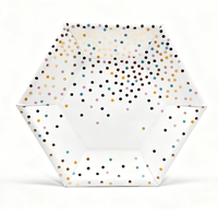 Assiettes hexagonales en papier jetables personnalisées écologiques à pois simples pour les fêtes d'enfants