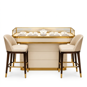 DECORS ALL Vitrina de Joyería Cuadrada Moderna de Lujo con Tapa de Cristal, Gabinete de Pared con Marco Dorado, Modelo 7890 para Tienda Boutique - Product Image 1