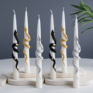 Paquete de 2 Velas Largas en Forma de Serpiente 3D de 25CM para Halloween, sin Humo, para Ambiente en el Hogar y Decoración de Fiestas - Product Image 1