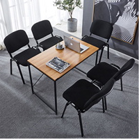 Chaise à armature métallique empilable pour étudiant en usine avec tablette d'écriture Fauteuil à dossier réglable pour conférence d'invité avec coussin