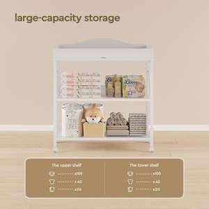 Meuble bébé compact, table à <span class=keywords><strong>langer</strong></span> blanche pour la crèche, station à couches imperméable, rangement mobile avec roulettes, <span class=keywords><strong>commode</strong></span> en tissu - Product Image 3