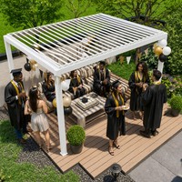 Auvent cantilever en aluminium 2,5x3m, direct usine, sans entretien, avec lames orientables électriques, pour jardin, terrasse, cour arrière