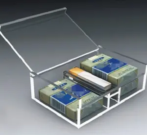 定制柜台桌透明亚克力香烟打火机储物盒亚克力塑料饰品化妆品展示架带盖