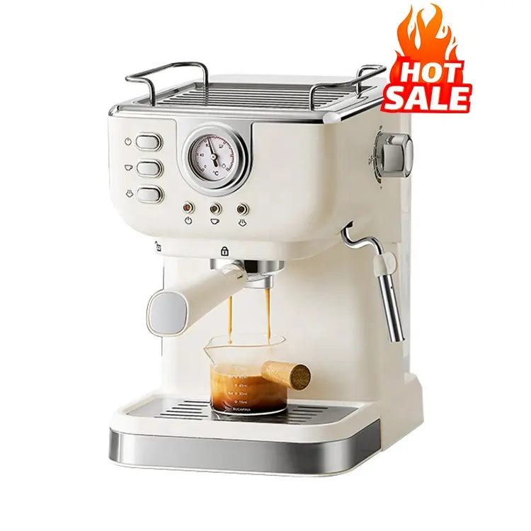 Yüksek kalite 1050W 1.5L ev ofis restoran Cafe için yarı otomatik elektrikli kahve makinesi Espresso makinesi