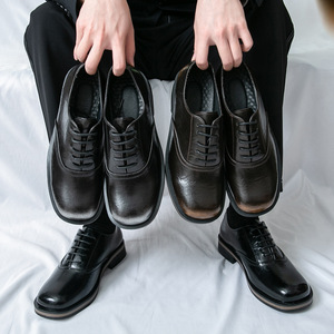 Chaussures habillées pour hommes, taille 46, grandes tailles, nouvelles chaussures en cuir décontractées, style rétro britannique, chaussures de mariage - Product Image 3