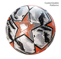 Ballon de football en PU PVC avec logo personnalisé imprimé, cousu à la machine, équipement sportif pour activités et compétitions en plein air