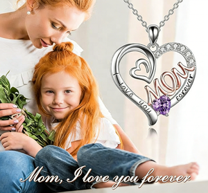 Collier Cœur Maman avec 12 Pierres de Naissance - Bijou Pendentif Personnalisé <span class=keywords><strong>Famille</strong></span> Mère - Acier Inoxydable Doré - Product Image 3