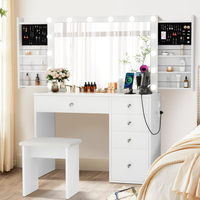 Meilleure vente Coiffeuse moderne pour chambre principale, petite, avec rangement 5 tiroirs, personnalisable, vente en gros, en bois blanc de haute qualité