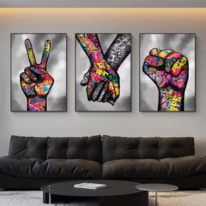 Art mural graffiti moderne peinture à l'huile victoire geste street art affiches murales et décoration de salon œuvres d'art imprimées - Product Image 3