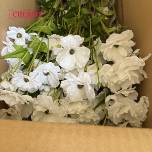 DC233 Großhandel Weiße Seiden-Anemone Künstliche Blume mit Stiel 3 Blüten Künstliche <span class=keywords><strong>Windblume</strong></span> für Hochzeits-Blumenarrangements und Dekoration - Product Image 5
