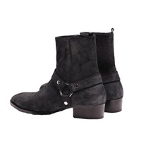 Sepatu Chelsea Chukka Kulit Asli Ukuran Besar Pria dengan Ritsleting, Tinggi Mata Kaki, Sol Kayu Penambah Tinggi, Musim Gugur Musim Dingin, Elegan Kasual