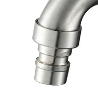Robinet mural de jardin en acier inoxydable SUS304 à col long, ouverture rapide, tige à vis / cartouche en céramique, pour lavage de voiture extérieur et buanderie