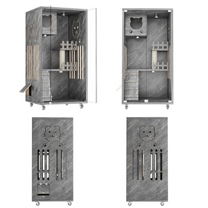 Casa de Lujo para Gatos con Poste Rascador, Diseño con Estampado Animal, Transpirable, Jaula de Alta Calidad para Gatos - Product Image 6