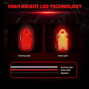 Luz de freno trasera para motocicleta, Chip LED de alto brillo, apariencia roja cromada, rendimiento duradero para motocicleta personalizada Universal - Product Image 3