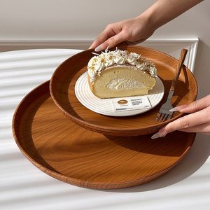 Plateau de service écologique en bois grainé, faux chêne, plat décoratif léger et durable pour la maison, l'hôtel, les mariages, les fêtes de Noël - Product Image 4
