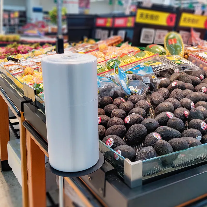 Bolsa plana de plástico transparente para alimentos, rollo para frutas, verduras, pan, bolsas de almacenamiento de alimentos duraderas