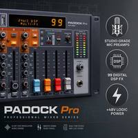 PADOCK Console de mixage numérique professionnelle 12 canaux - 99 effets DSP avec Bluetooth - MJ-12