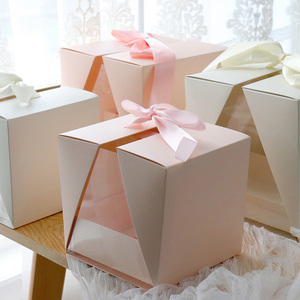 Caja de embalaje de papel para decoración Floral, organizador portátil, ventana abierta, transparente, de cartón, para regalo - Product Image 2