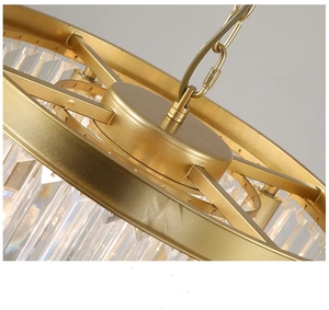 Lustre en cristal de luxe moderne, lampe de salon, chambre à coucher, <span class=keywords><strong>cuisine</strong></span>, île, salle à manger, lampe suspendue noire dorée, Luminaires ronds - Product Image 5