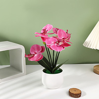 Anggrek Phalaenopsis Buatan Putih dengan Bunga Perak, Anggrek Bonsai dengan Pot untuk Hari Thanksgiving, Tahun Baru, Hari Valentine