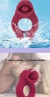 Einstellbarer USB-Aufladbarer Ring-Vibrator mit Zungen-Design - 10 Vibrationsmodi Fernbedienung Wasserdicht für Männer und Frauen