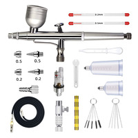 Kit aérographe HD-131 avec buses de 0,2 et 0,5 mm, alimentation par gravité, double action, vitesse réglable, kit portable pour travaux artistiques