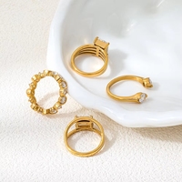 PVD Wasserdichter Edelstahlring Rechteckig Quadratisch Rund Kubisches Zirkonia Modeschmuck für Frauen Maßanfertigung Großhandel OEM ODM