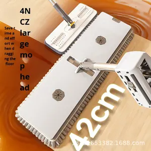 Mop Piatto Chenille Senza Mani, Nuovo Strumento Domestico per Pulizia Rapida, Regolazione Asciutto e Bagnato - Product Image 2