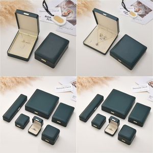 Luxury Classic Eco-friendly PU Leather Flip Jewelry Box Velvet Lining Rectangle Shape Square Pattern for <b>Necklace</b> Ring Display - Product Image 3