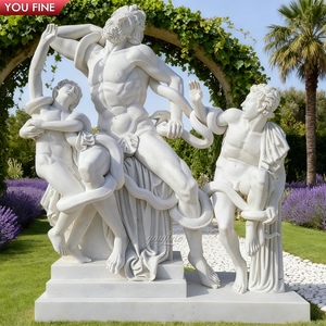 Statues de Laocoon et de ses fils sculptées à la main en marbre naturel YOUFINE pour la décoration de <span class=keywords><strong>jardin</strong></span>, d'extérieur ou de parc - Product Image 4
