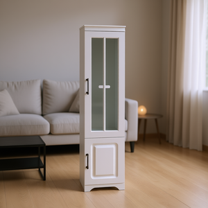 Armadio Alto e Sottile Nero con Porta in Vetro, Organizzatore Salvaspazio per Camere da Letto Piccole e Soggiorni - Product Image 2