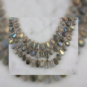 Natural <b>Labradorite</b> Stone Briolette Pear Drop Beads for Necklace Making Jewelry Supply - Product Image 1
