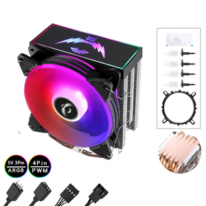 QiuzAim 120mm ARGB PWM 1200 ventiladores de refrigeración de <span class=keywords><strong>CPU</strong></span> 6 tubos de calor luz LED de cobre y aluminio para AM4 LGA 1150 para refrigeración de ordenador 1700 - Product Image 1