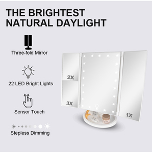 Ba Màu Sắc Có Thể Gập Lại LED Ánh Sáng Vô Cực Rose Gold Bảng Trang Điểm Gương Màn Hình Cảm Ứng Magnifying Cá Nhân Các Tính NĂNG Duy Nhất Bên - Product Image 6