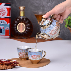 Tazas de té de cerámica chapadas en Europa, <span class=keywords><strong>taza</strong></span> <span class=keywords><strong>y</strong></span> platillo con estampado de porcelana turca, juego de té <span class=keywords><strong>y</strong></span> café - Product Image 5
