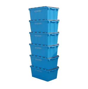 Tote Box with Lid Stackable Plastic Distribution Storage Plastic 430*300*285 Injection Molding Manufacturer Customized Rectangle