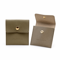 Pochette à bijoux en cuir PU avec logo personnalisé pour bagues boucles d'oreilles colliers sacs enveloppe bouton emballage textile avec inserts